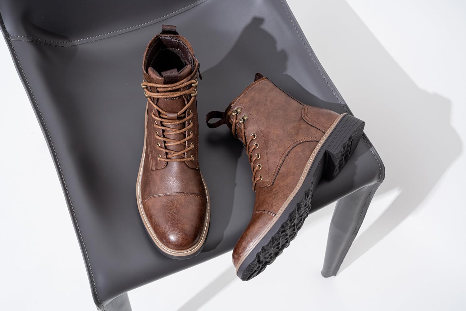 Vostey Mens Boots Motorcycle Casual Boots for Men Zipper Fashion Chukka Boots Mens - Image 9