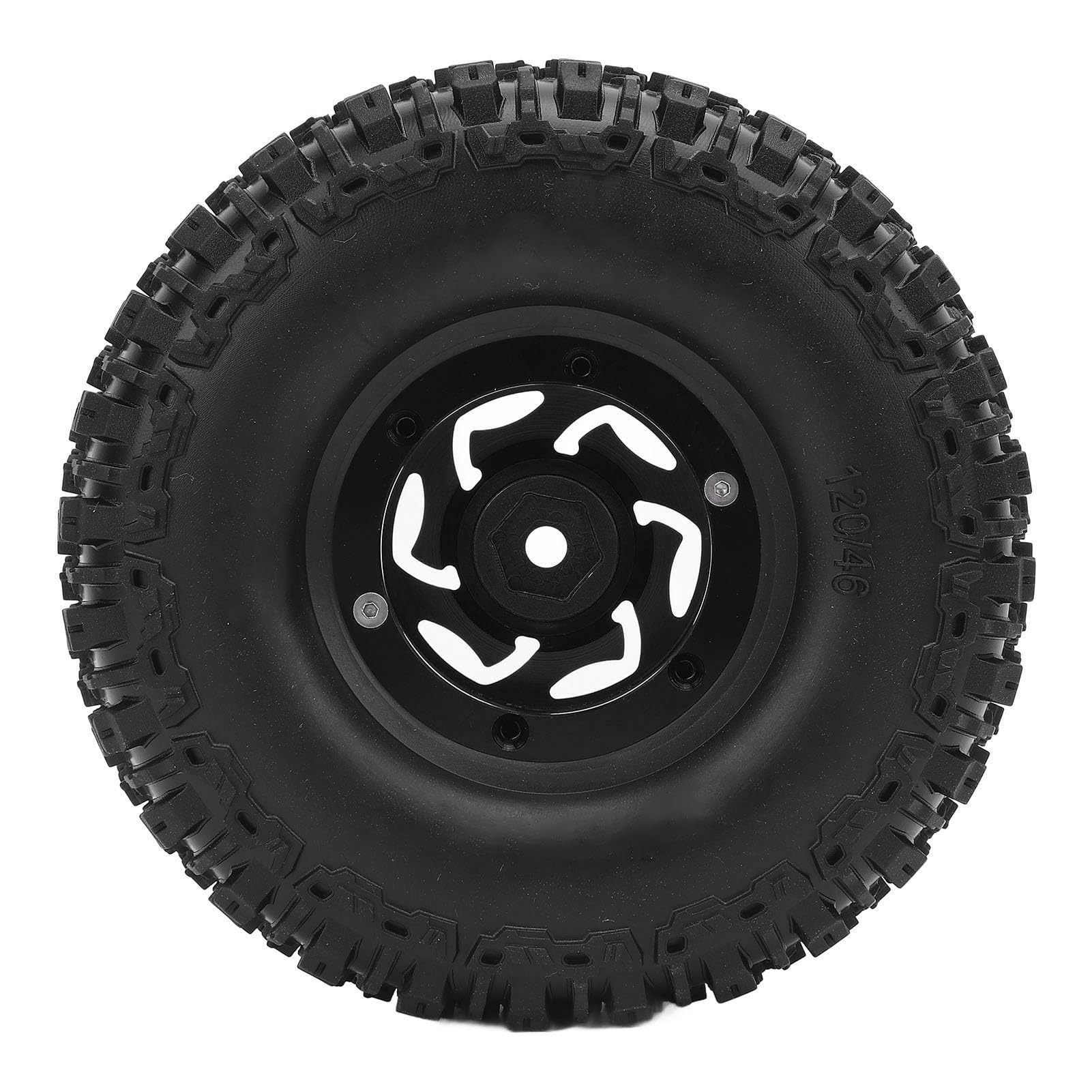 Generic Zestaw Opon do kół Gąsienicowych RC Trwała Piasta ze Stopu Aluminium Stylowy Samochód RC 4 szt. dla Entuzjastów Jazdy 120x46mm (BLACK)