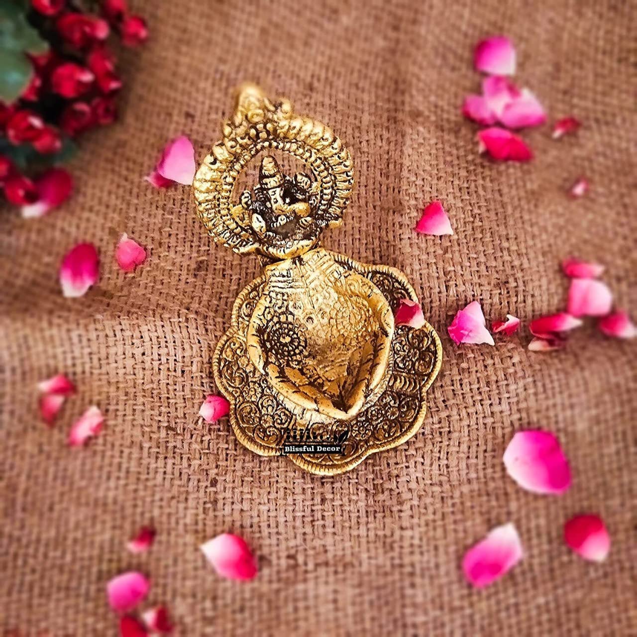 Denique Ganesha Diya Oil Lamp - Dipak for Puja Diwali Home Temple Articles Decoration Gifts(1Pieaces) 4