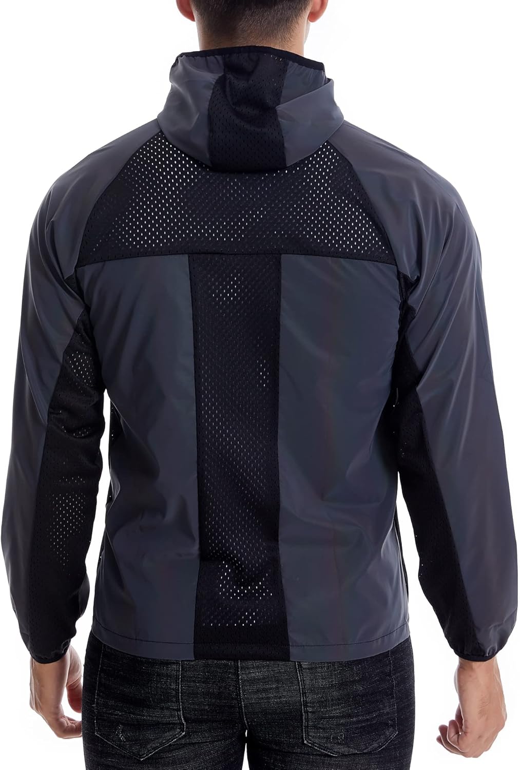 LZLRUN Full Zip Athletic Running Hooded Reflective Jackets for Men and Women Lightweight Hoodie with Safe & Rave Track Jacket