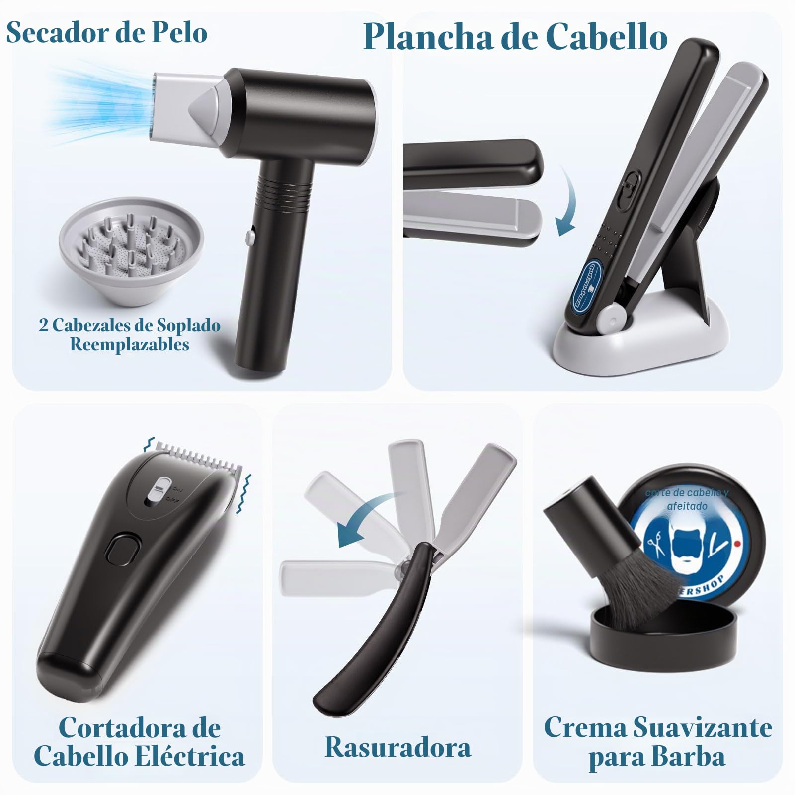 Tacobear Set de Peluquería para Niños Kit de Caja de Peluquería con Secador de Pelo Afeitadora Accesorios para el Cabello de Salón Juguetes para Niños 5 6 7 8 Regalo de Cumpleaños