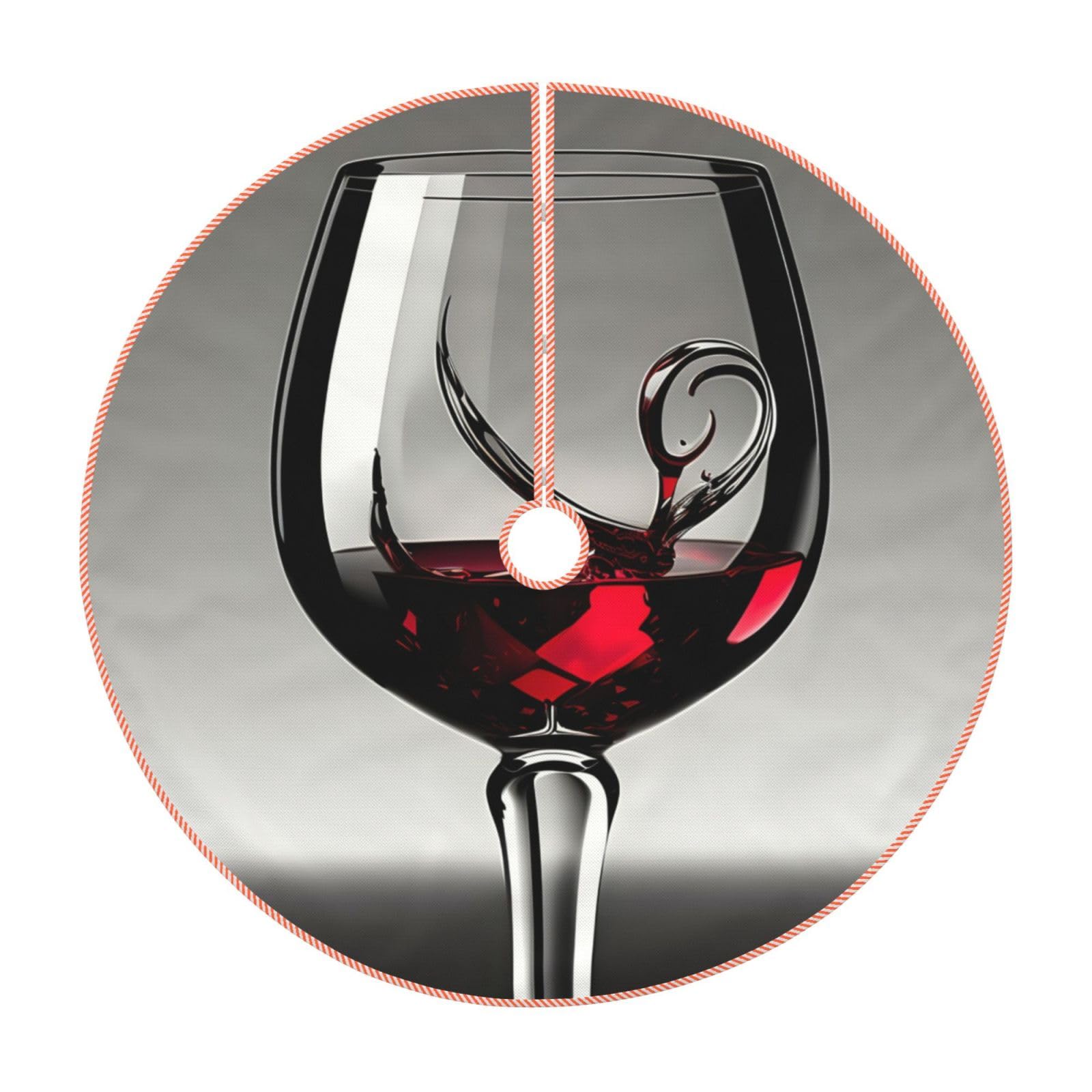 Jupe de sapin de Noël épaisse décoration rustique intérieur extérieur motif verre à vin