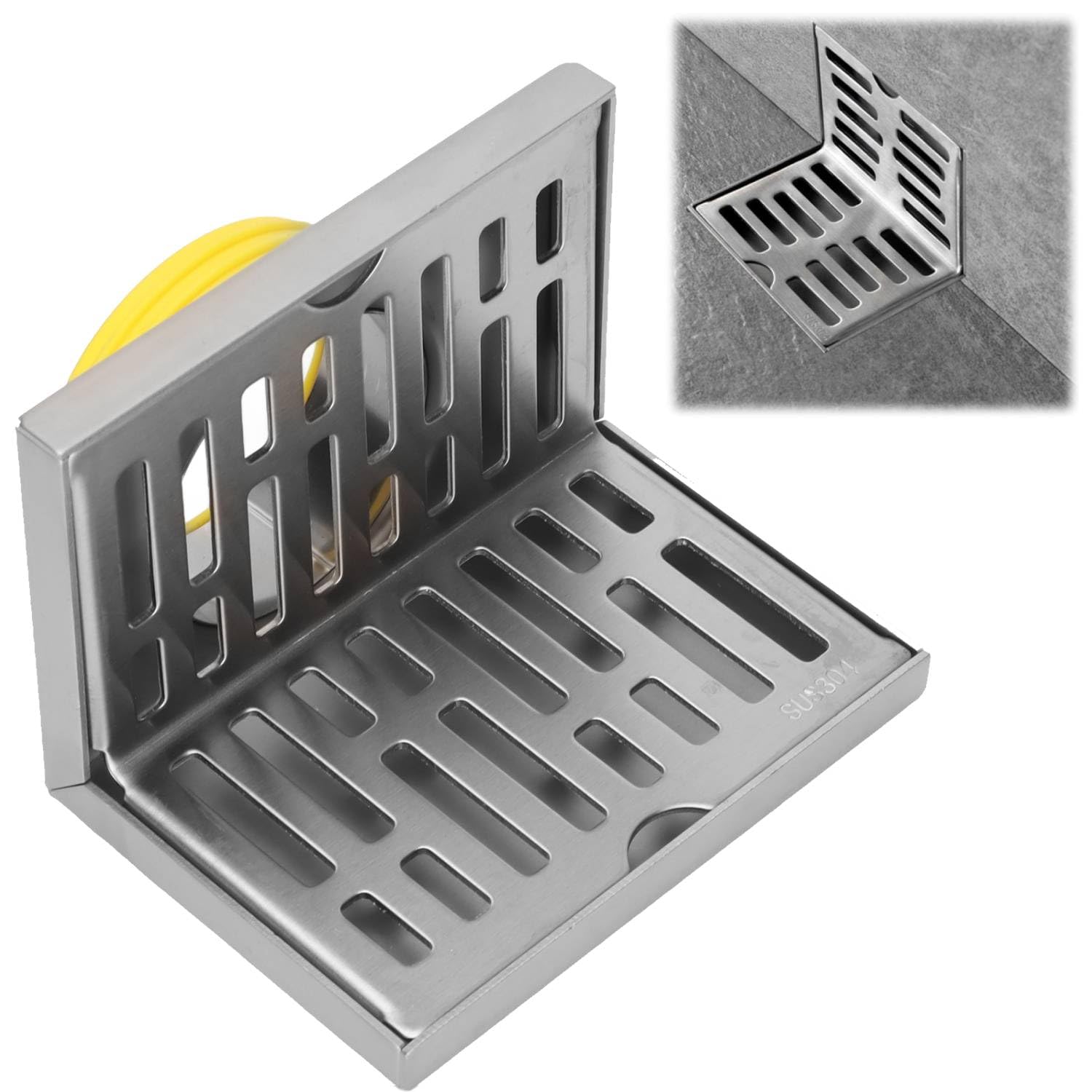 Siphon De Sol 110x110mm Acier Inoxydable Avec Grille Amovible Anti-Odeur - Pour Salle De Bain, Cuisine, Buanderie