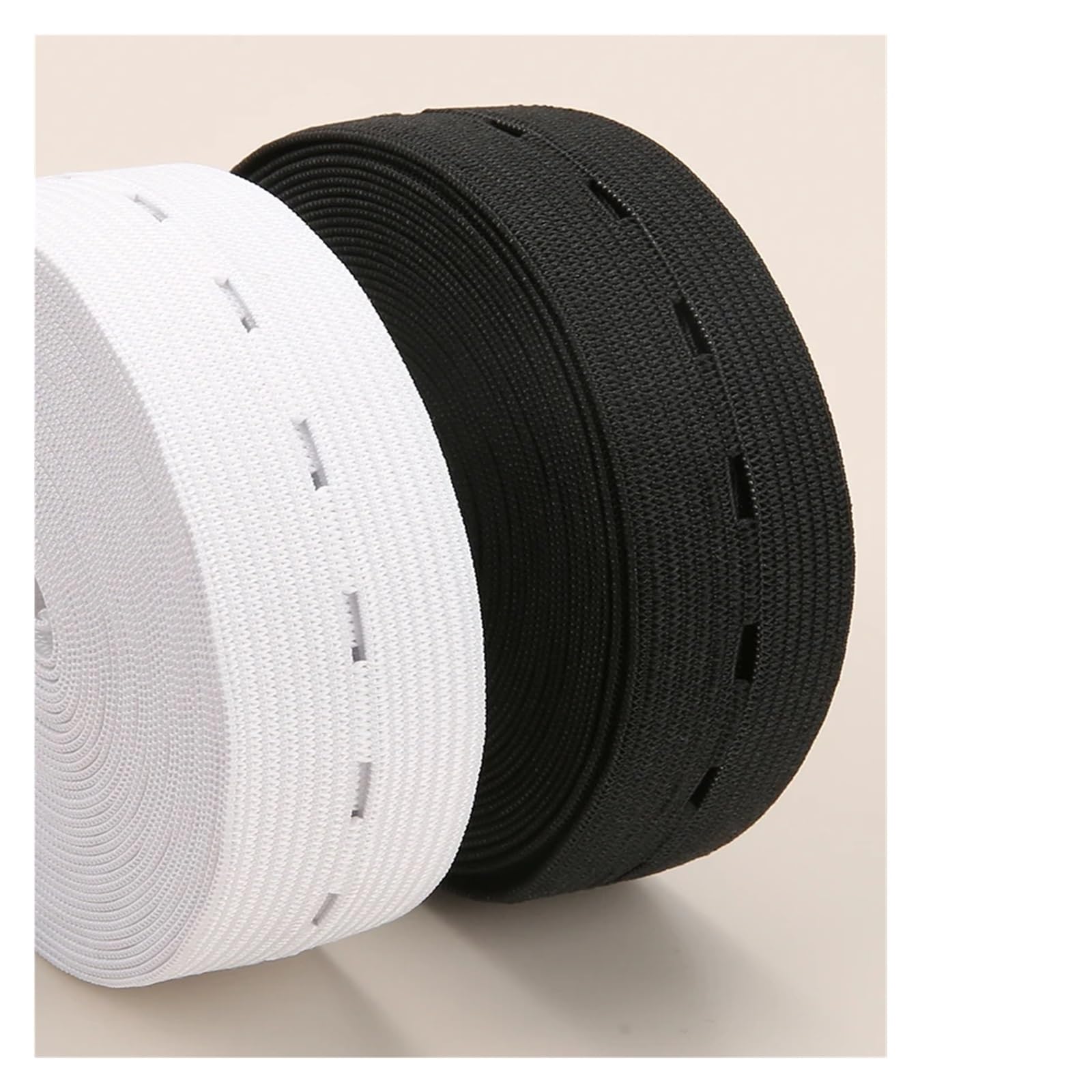 Elastyczny sznurek z dziurkami, Gumki do dziurek na guziki 5m samodzielnego szycia, czarno-białe 15-30mm(Black30mm 5meters)