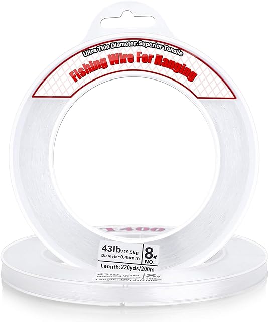 Thrilez Clear Fishing Wire, 200M Fishing Line Invisible Monofilament Wire, Strong Nylon String for Balloon Arch Garland Hanging Crafts Beading