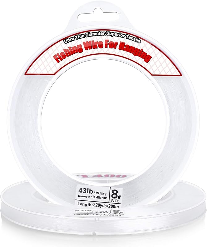 Clear Fishing Wire, Acejoz 656FT Fishing Line Clear Invisible Hanging Wire Strong Nylon String Supports 40 Pounds for Balloon Garland Hanging Decorations