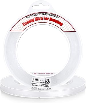 Clear Fishing Wire, Acejoz 656FT Fishing Line Clear Invisible Hanging Wire Strong Nylon String Supports 40 Pounds for Balloon Garland Hanging Decorations