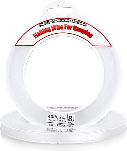 Clear Fishing Wire, Acejoz 656FT Fishing Line Clear Invisible Hanging Wire Strong Nylon String Supports 40 Pounds for Balloon Garland Hanging Decorations