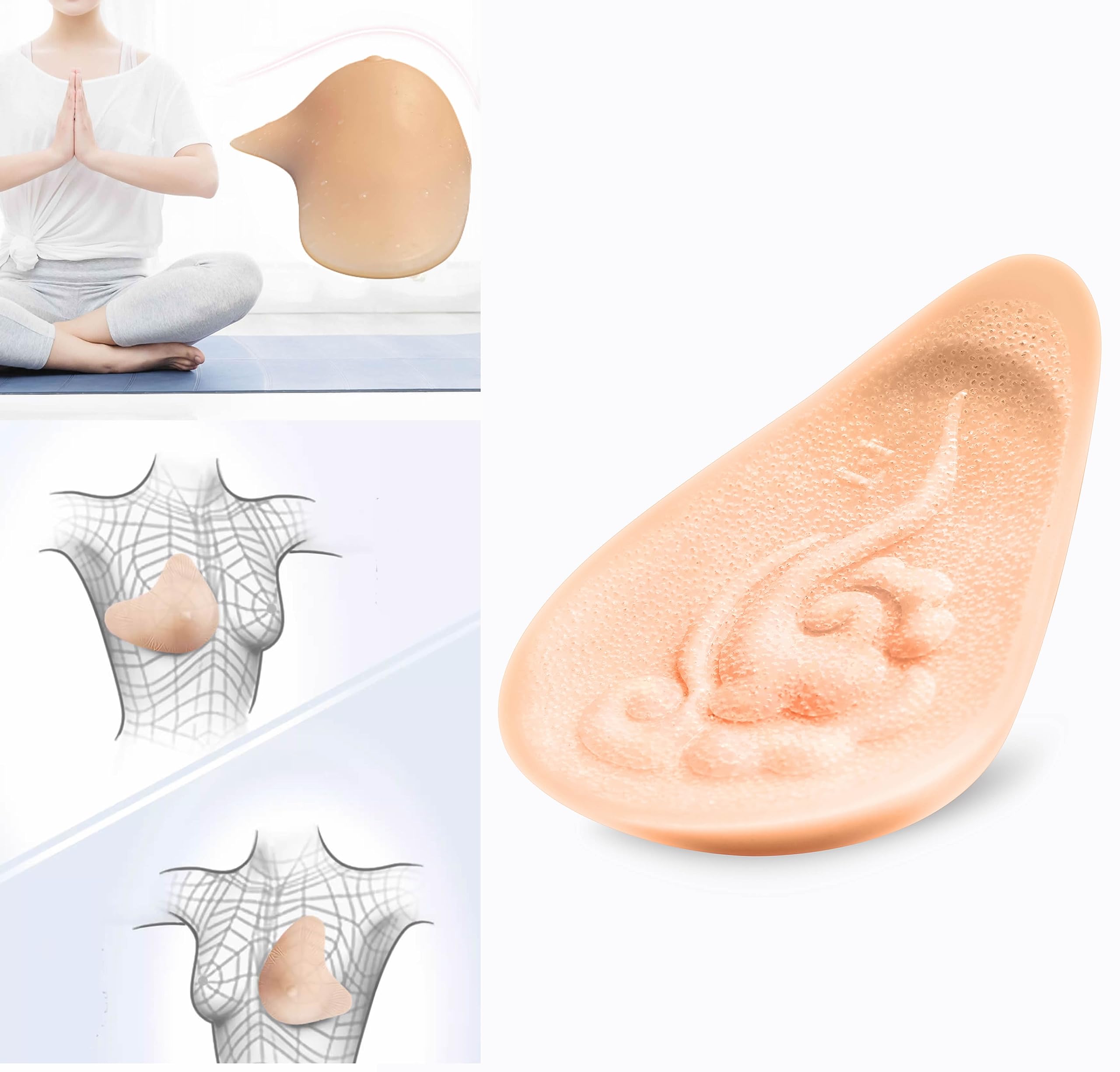 BIMEI Triangolo di un pezzo Microporoso Mastectomia Protesi Donne Reggiseno Enhancer Inserti Chirurgia del seno Leggero Silicone Forma Del Seno Shaper per l'asimmetria del seno