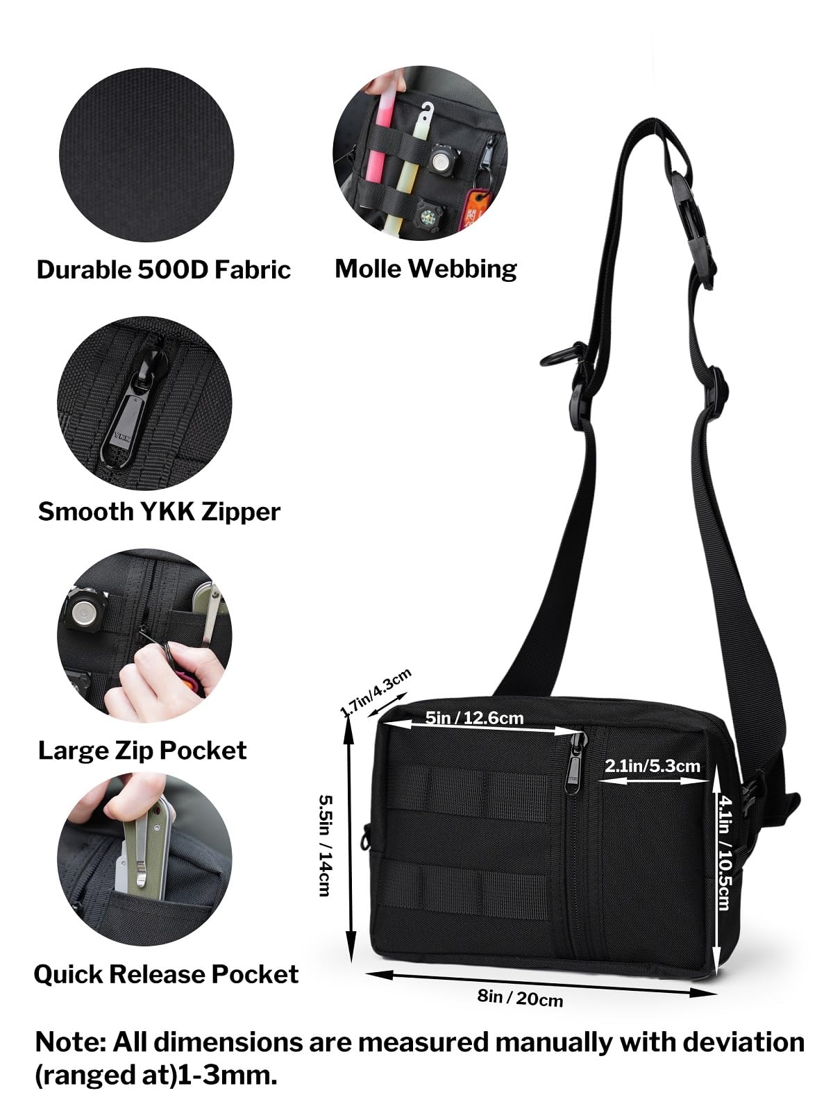 VIPERADE CHW2 Men's Bum Bag with 7 Pockets, Utility EDC Belt Bag Outdoor Hip Bags Adjustable Strap - Image 4
