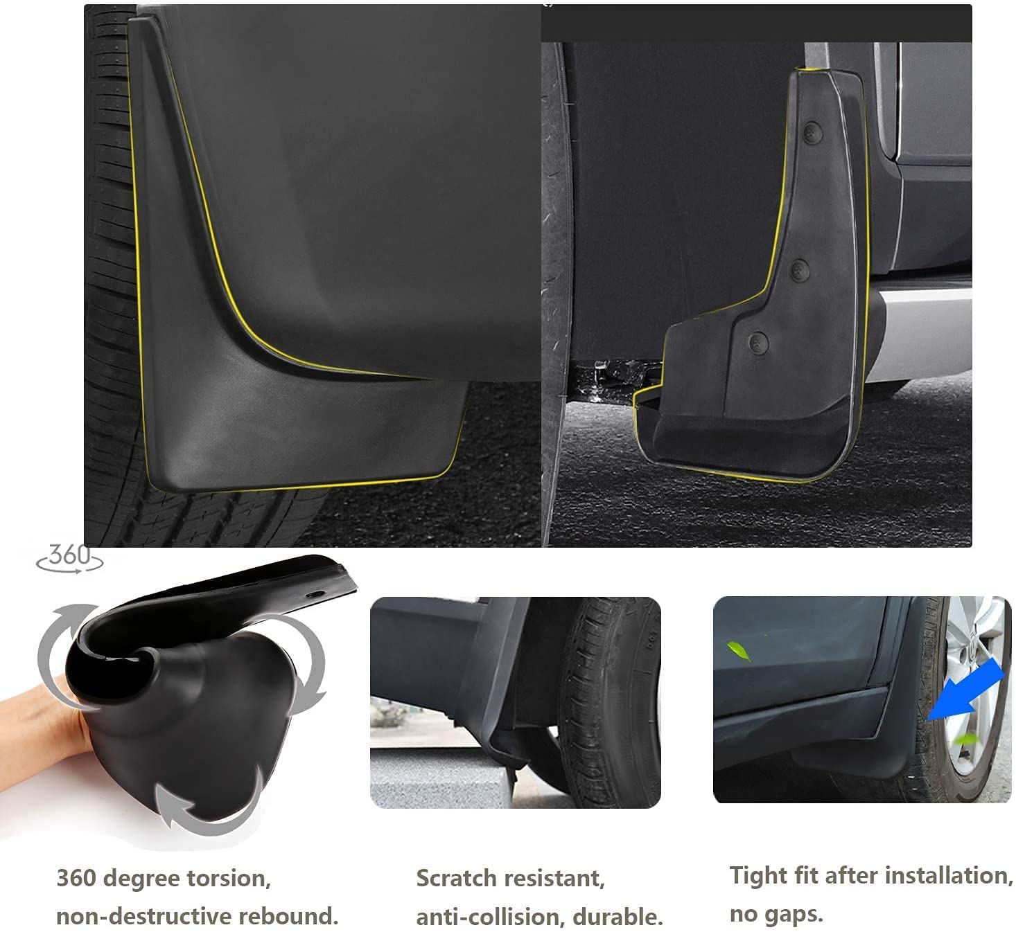 4 Pezzi Auto Paraspruzzi per Fit All Cars, Trucks, Vans, Auto Parafango Impermeabile E Resistente, Paraspruzzi Con Vite,Facile Montaggio