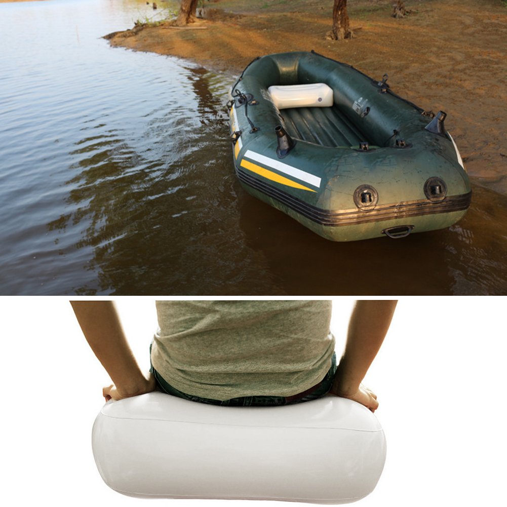 Spesso cuscino ad aria gonfiabile, per barca e campeggio, con grande valvola, sgonfiabile, pieghevole, PVC, bianco, 56cm x 27cm x 15cm