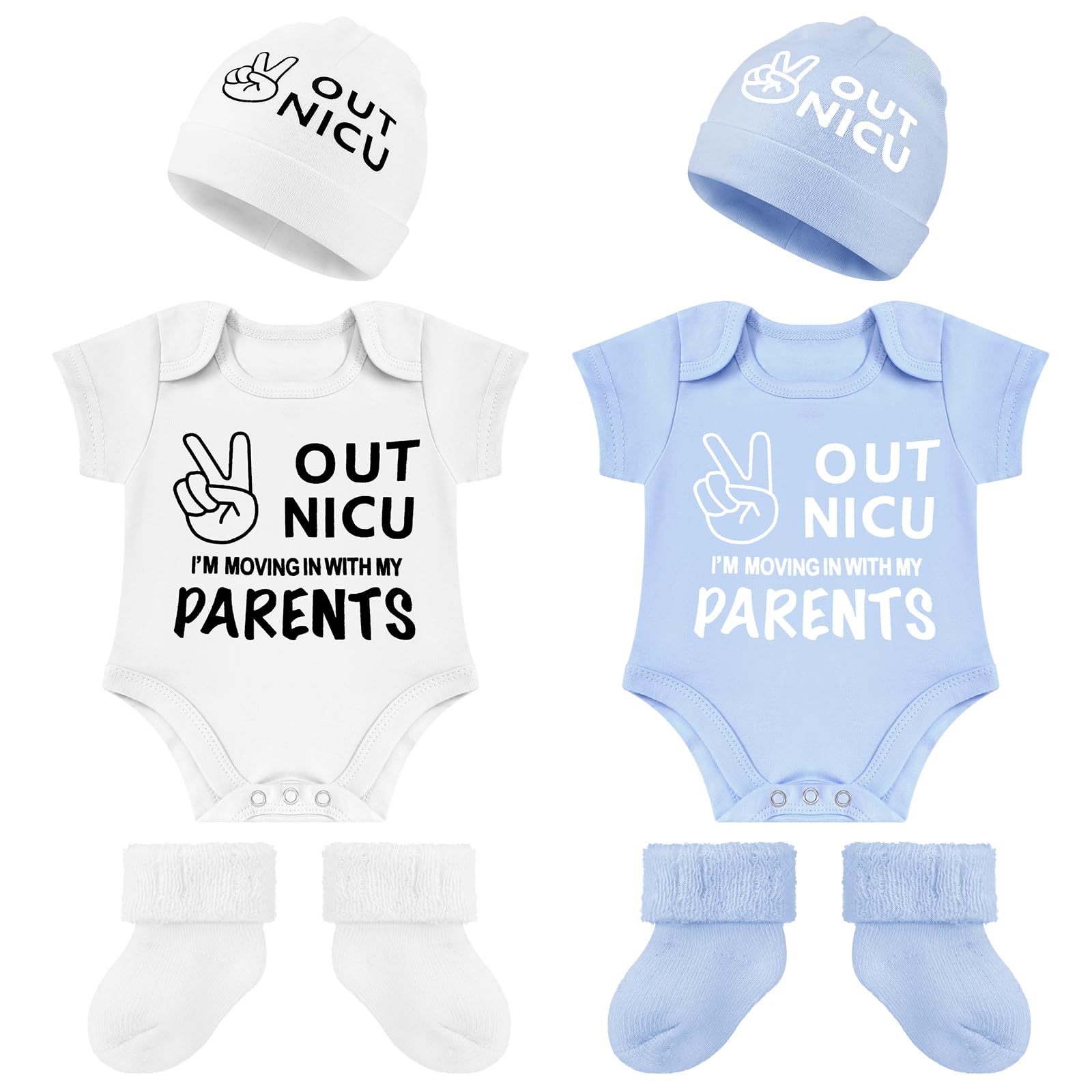 Silicherry 2 Set Nicu Baby Preemie Outfits Clothes Preemie Hat Socks Bodysuit out Nicu Baby Body Suit Clothing Essentials