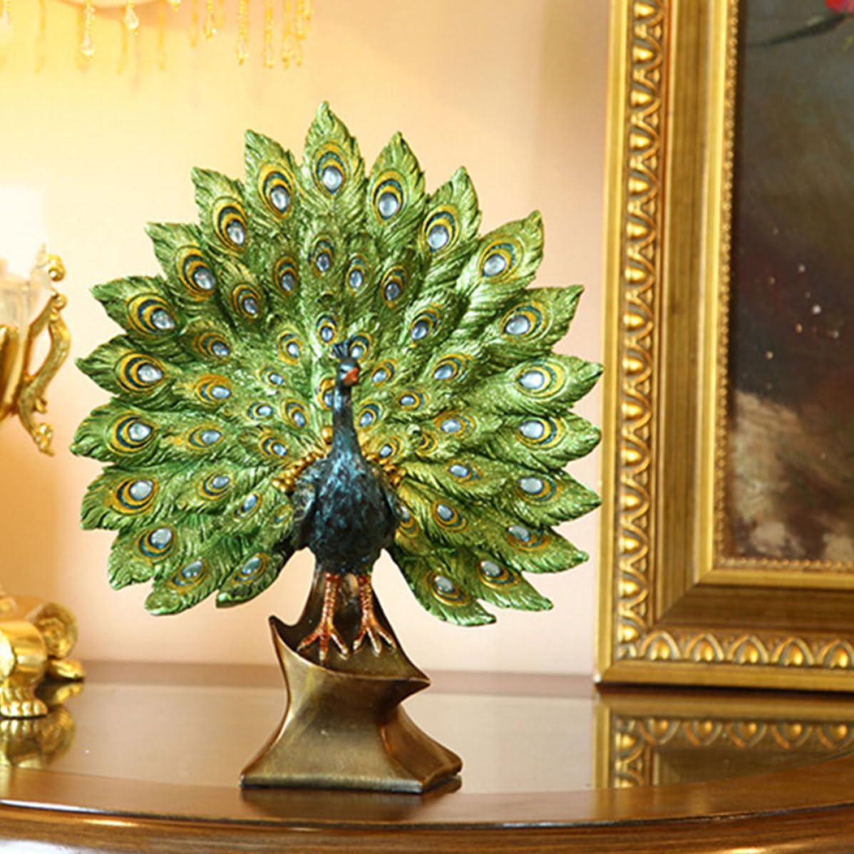 Pfauenornament aus Kunstharz mit Zartem Design und Praktischer Nutzung als Elegante Hochzeitsgeschenk Deko für Wohnzimmer und Büro