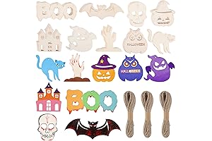 90-Piece Halloween Wooden Slices Bulk Craft Kit