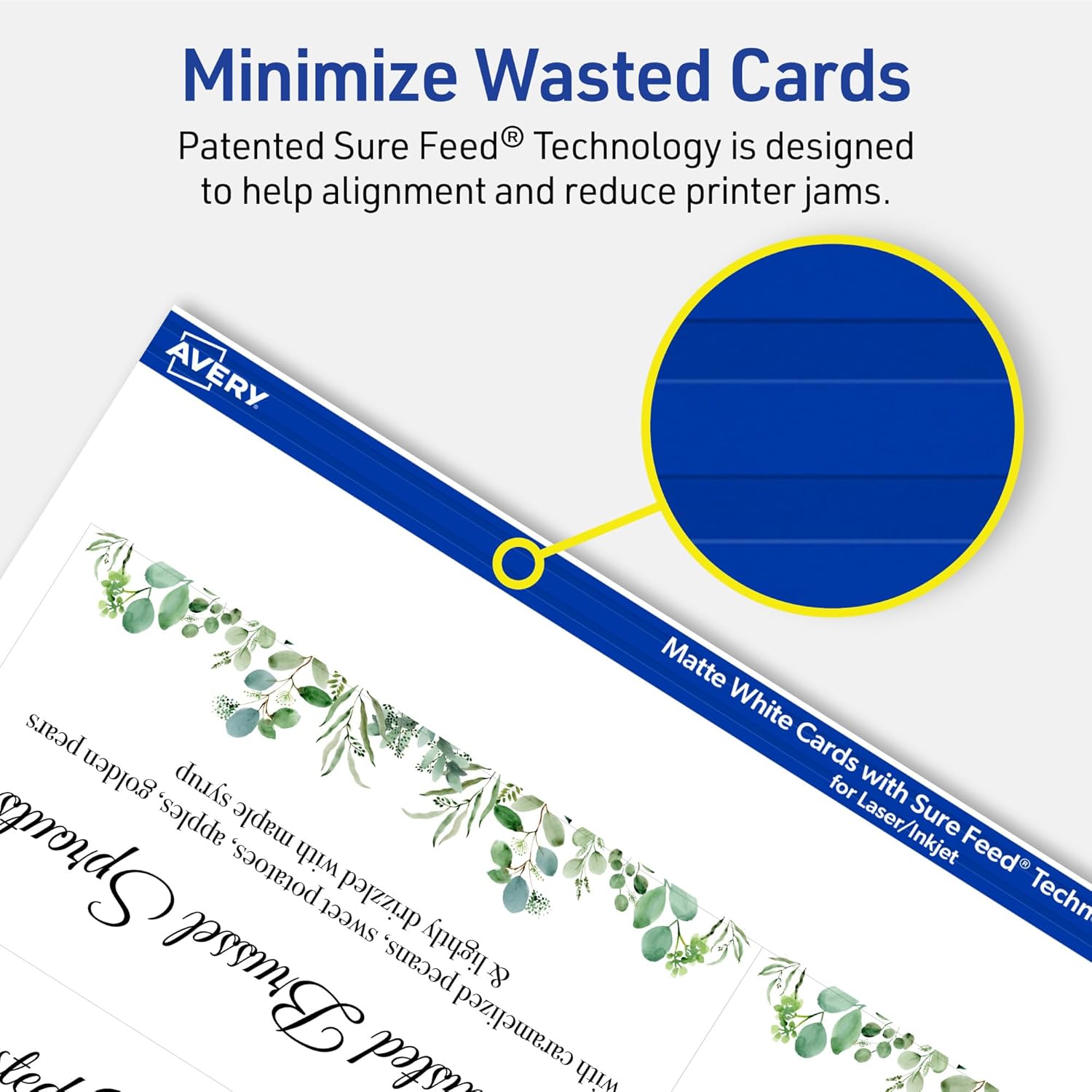 Avery Printable Rectangle Tent Cards with Sure Feed Technology, 2-1/6" x 4", Matte White Cardstock, Print-to-the-Edge, Laser/Inkjet, 100 Total, Great for Table Talkers, Promotional Signs, and More
