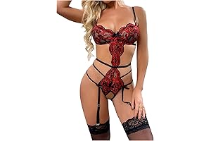 Soly Hux Lace Cutout Scalloped Trim Bodysuit Teddy Lingerie for Women