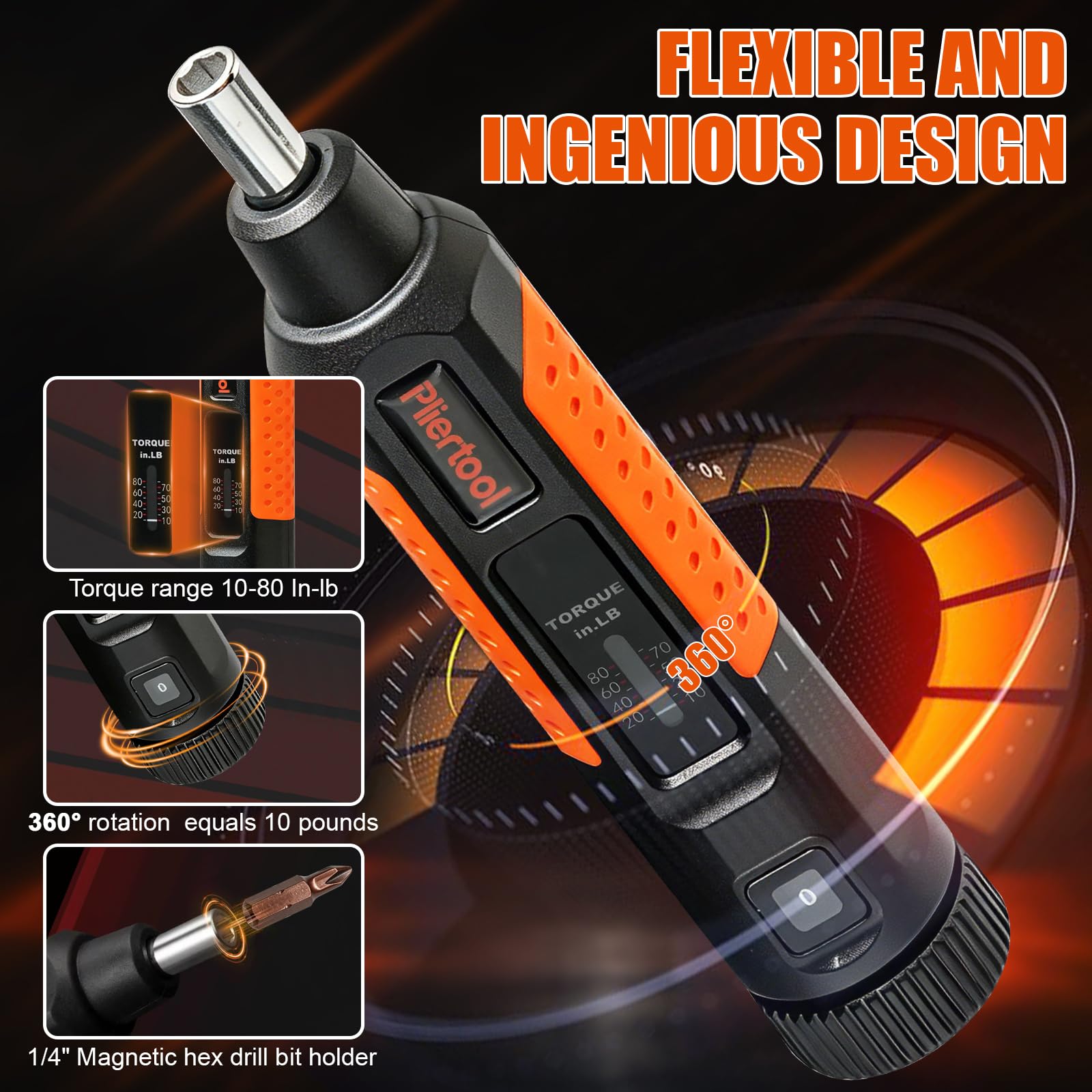Juego de 42 destornilladores de par, destornillador de llave dinamométrica de 1/4 con puntas S2 y barra de extensión, llave dinamométrica ajustable de 10 a 80 pulgadas, kit de destornillador