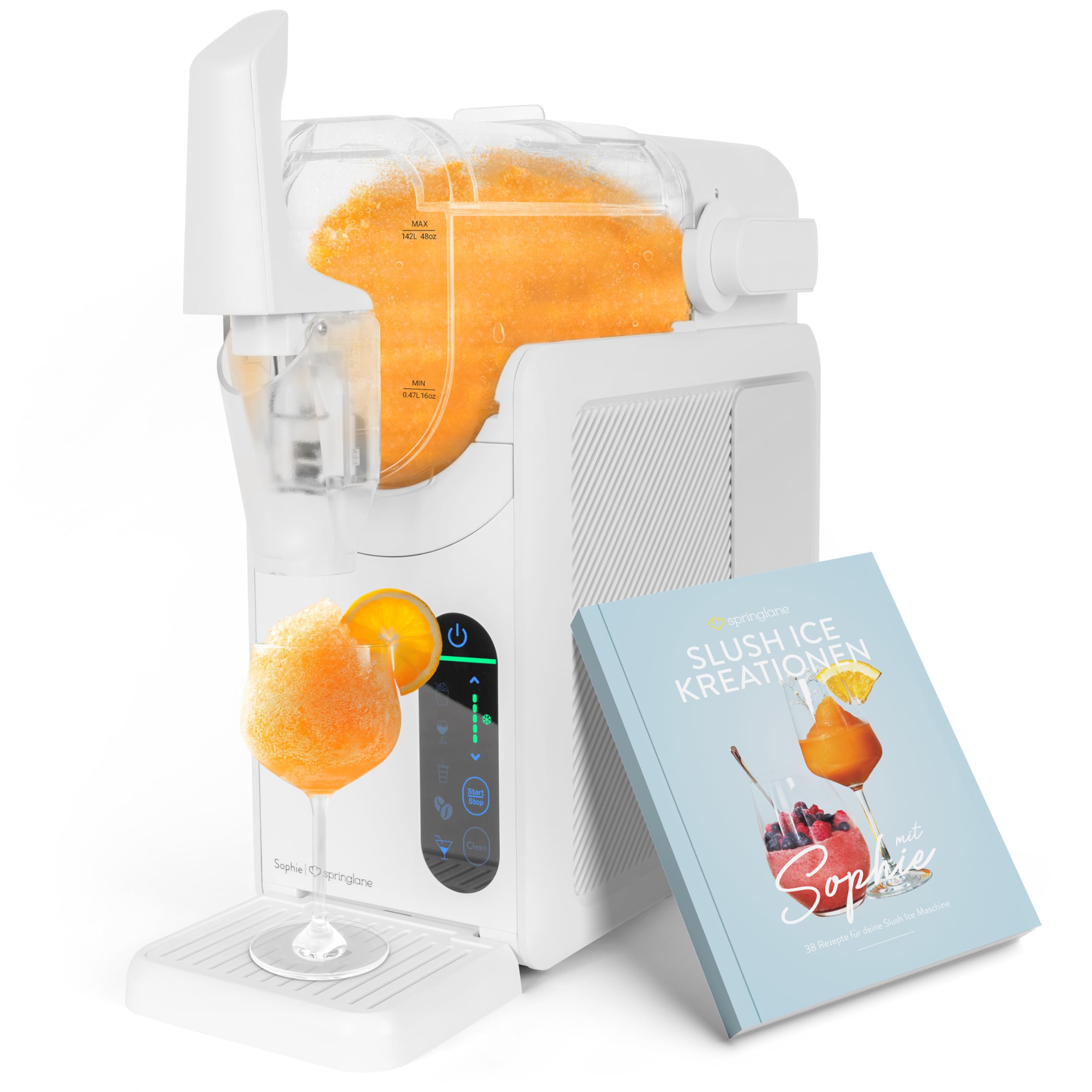Springlane - Macchina per slush, 2 litri, con ricettario, macchina per slushie, cocktail, frappé, frappé, frappé o vino refrigerato, consistenza regolabile e autopulente antracite