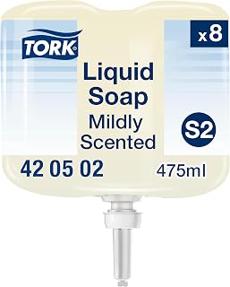 Tork Mildly Scented Mini Liquid Soap S2, Fresh Scent, 8 x 475ml, 420502