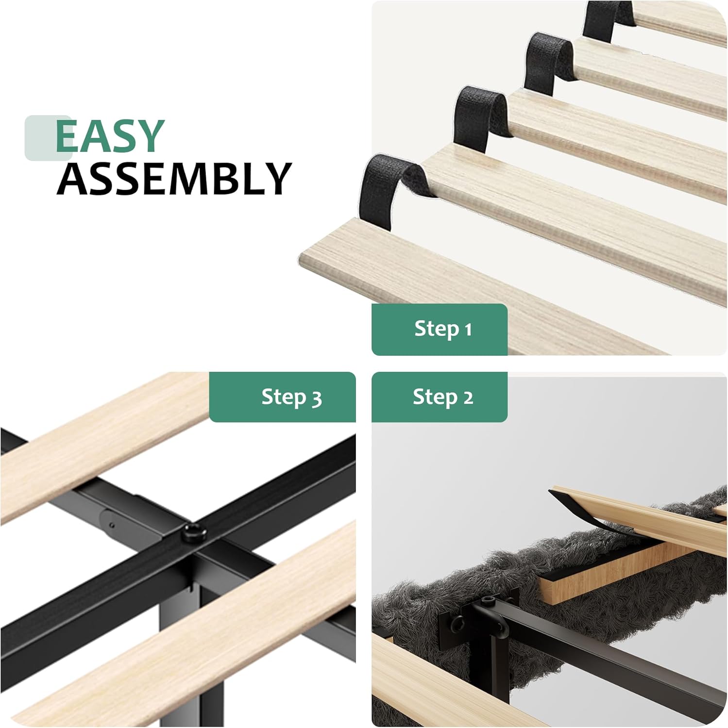 Queen Size Flannel Platform Bed Frame with Adjustable Headboard, Anti-Collision Soft Rounded Corners, No Box Spring Needed, Easy Assembly, Noise-Free, Charcoal Gray