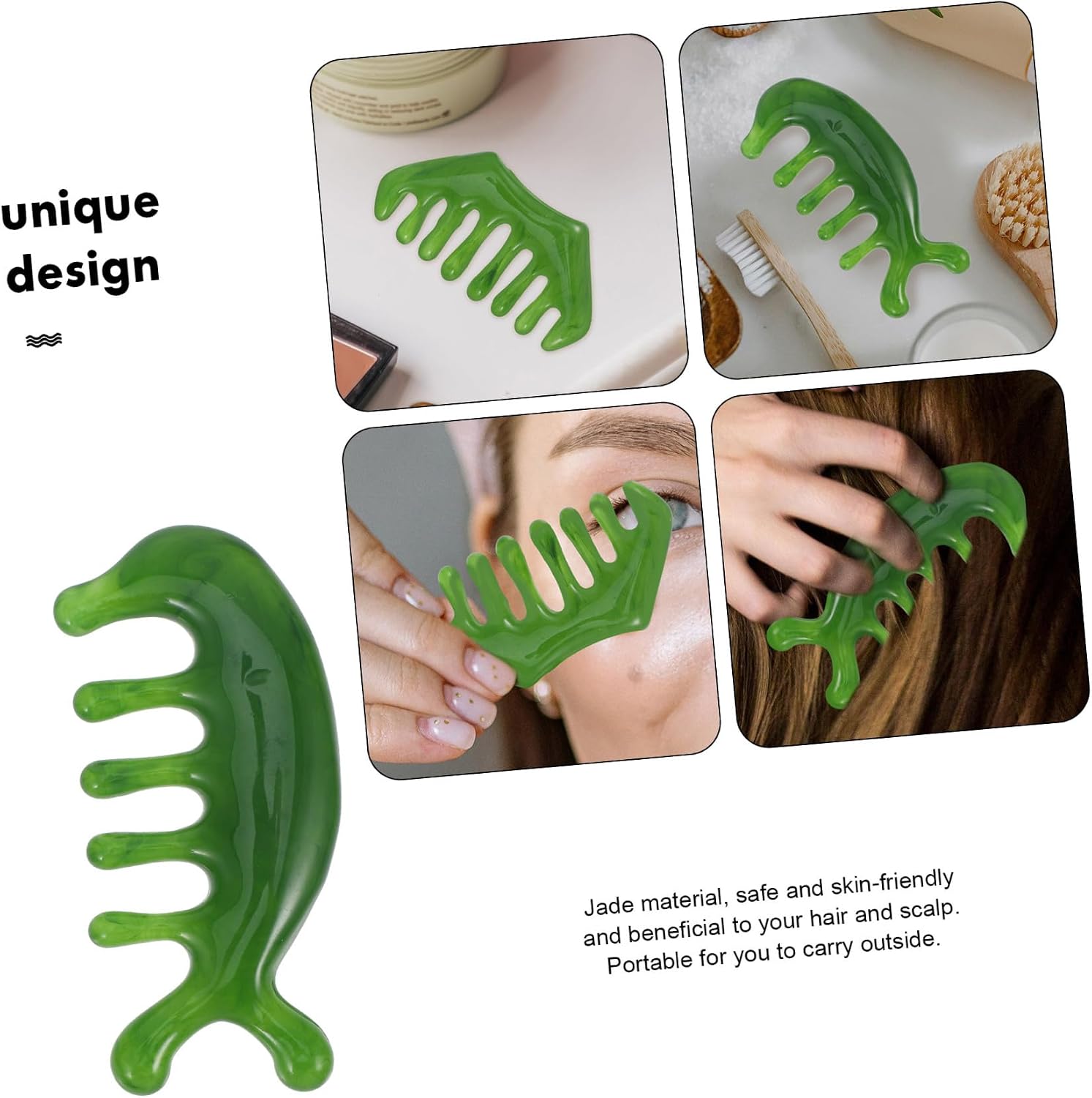 Scalp Massager Comb Jade 2pcs Wide Tooth Hair Comb for Scalp Massage Acupoint Stimulation