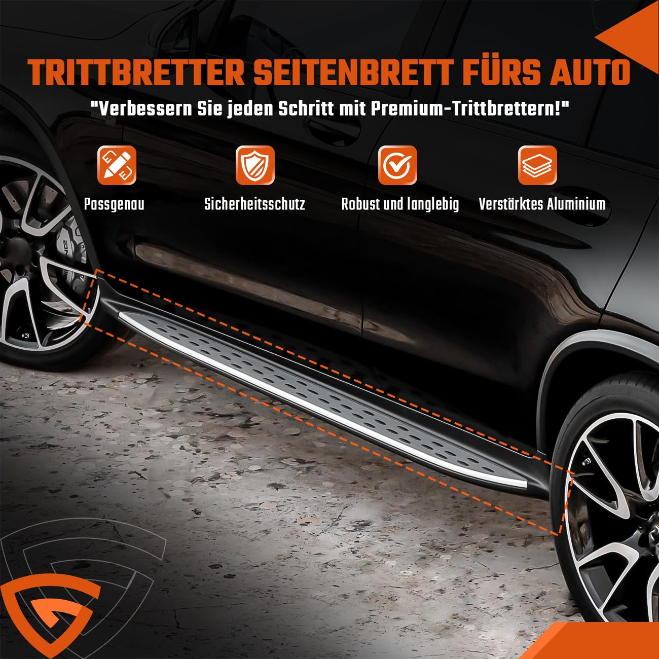 Trittbretter Seitenbretter Satz Seitenbretter Kompatibel mit Mercedes Benz GLC X253 C253 2015-2023 – Aluminium Einstiegsleisten Schweller, rutschfest, Robust, Links & Rechts
