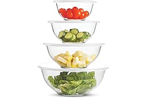 FineDine 8-Piece Glass Mixing Bowls with Lids