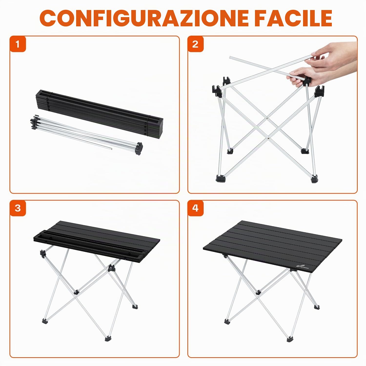 Sportneer Tavolino Pieghevole, Tavolino Pieghevole In Alluminio Portatile, Tavolo Pieghevole Campeggio Per Picnic, Campeggio, Spiaggia, Escursionismo, Viaggi