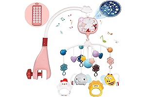 Crib Mobile with Light and Music, Baby Crib Mobile with Remote Control, Rotation, Projection