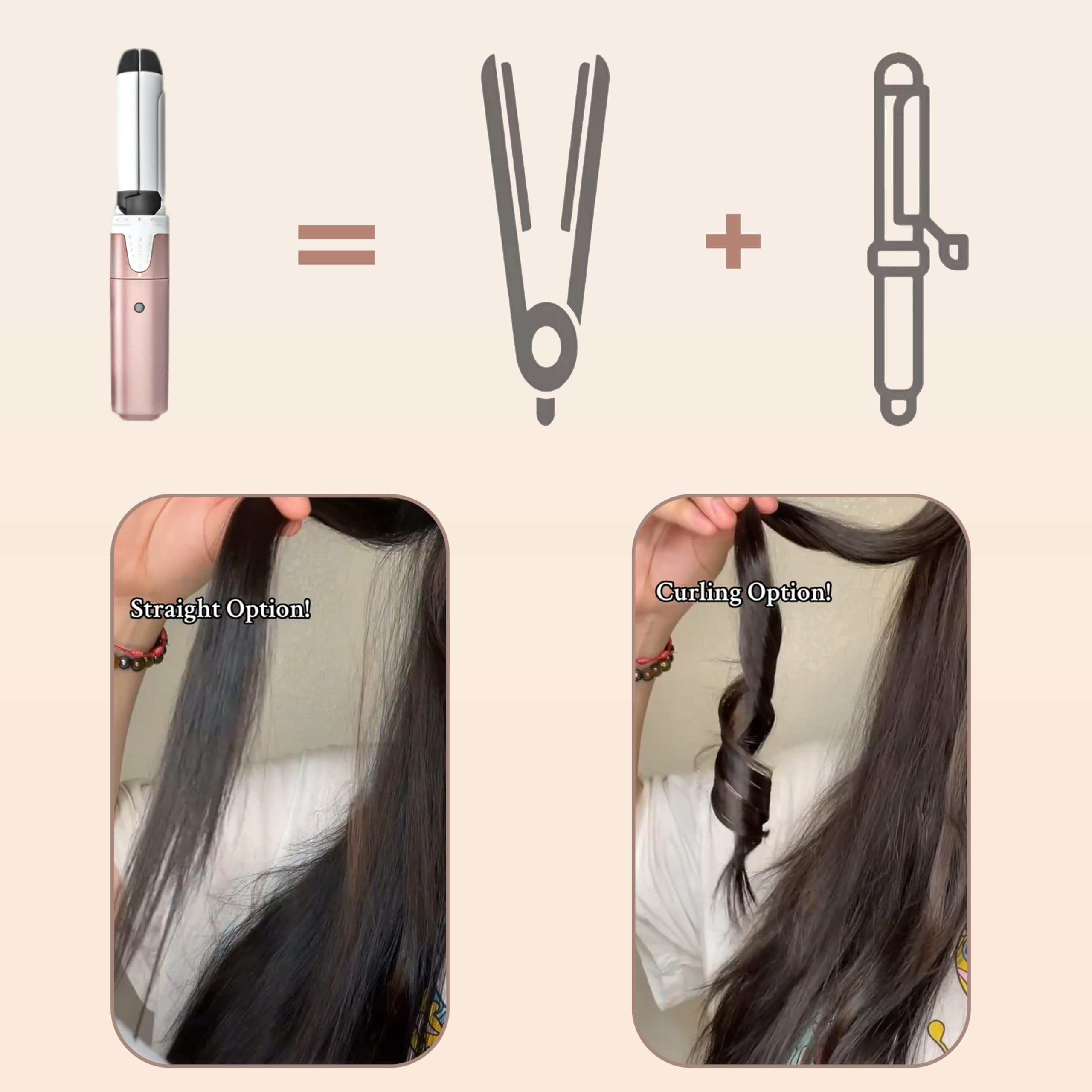 Mini plancha para el cabello, plancha de pelo 2 en 1 y rizador de 1 pulgada, plancha plana de doble voltaje, herramientas de peinado portátil, para viajes, no inalámbrica 8