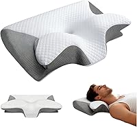 Vista 1 de Almohada cervical ergonómica para soporte del cuello, almohada de espuma viscoelástica para dormir de lado, espalda y estómago, diseño ortopédico