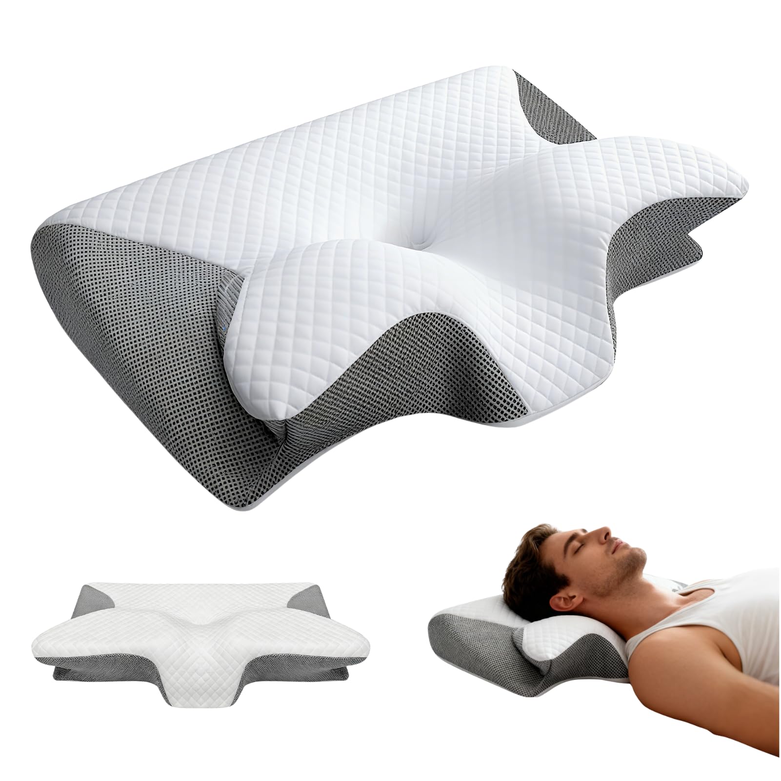 JINGRUIAI Apnea Wedge Pillow for Side Sleepers - Relief Pillow Memory Foam Bed Wedge, Adjustable Height Orthopedic Pillow for Sleeping, Snoring