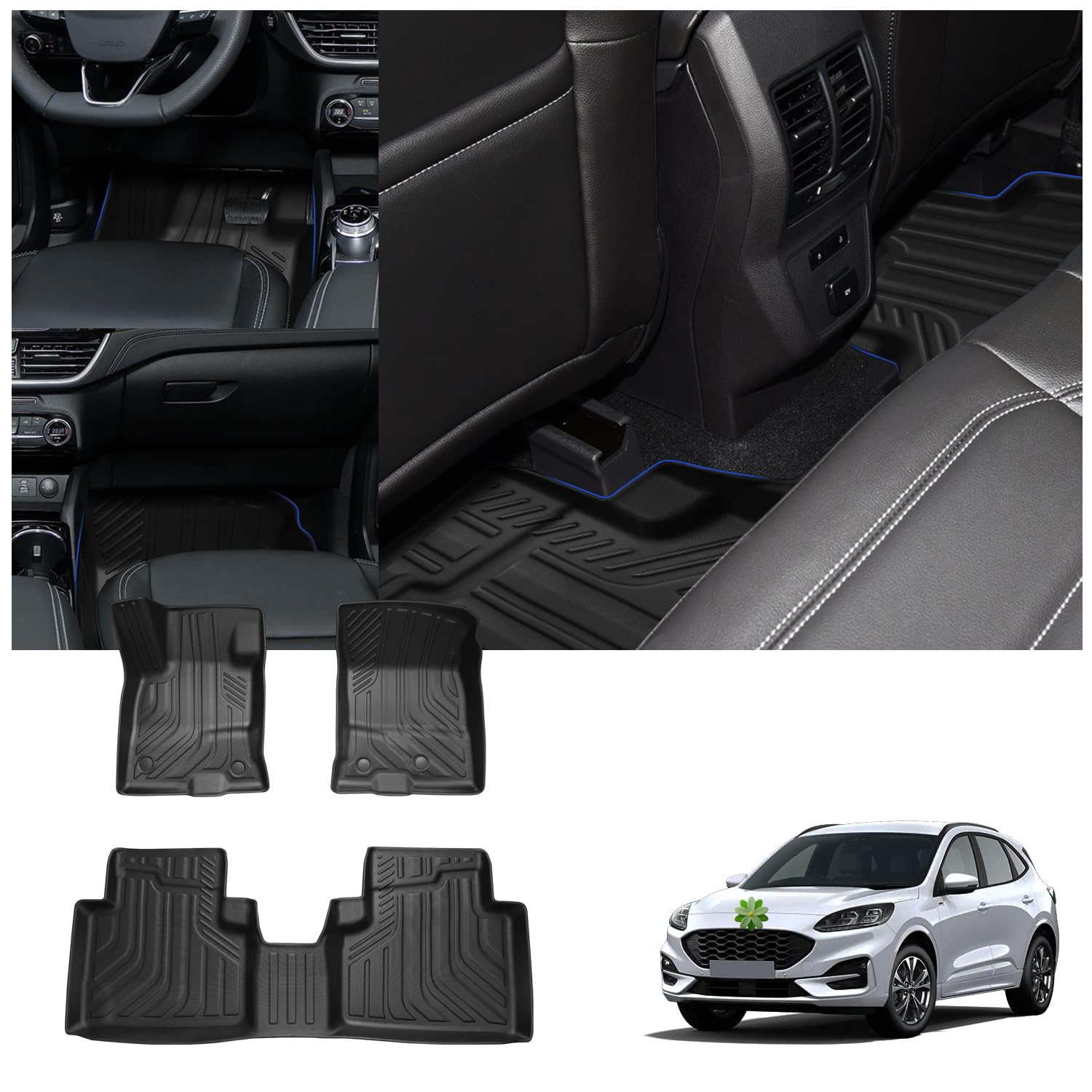 CarDesign AI Protector De Parachoques Para Ford Kuga 3 Titanium Cool&Connect 2019-2024 (SUV De 5 Puertas): Juego Completo Con Lámina Protectora De Pintura A Medida, Protección Contra Arañazos Para
