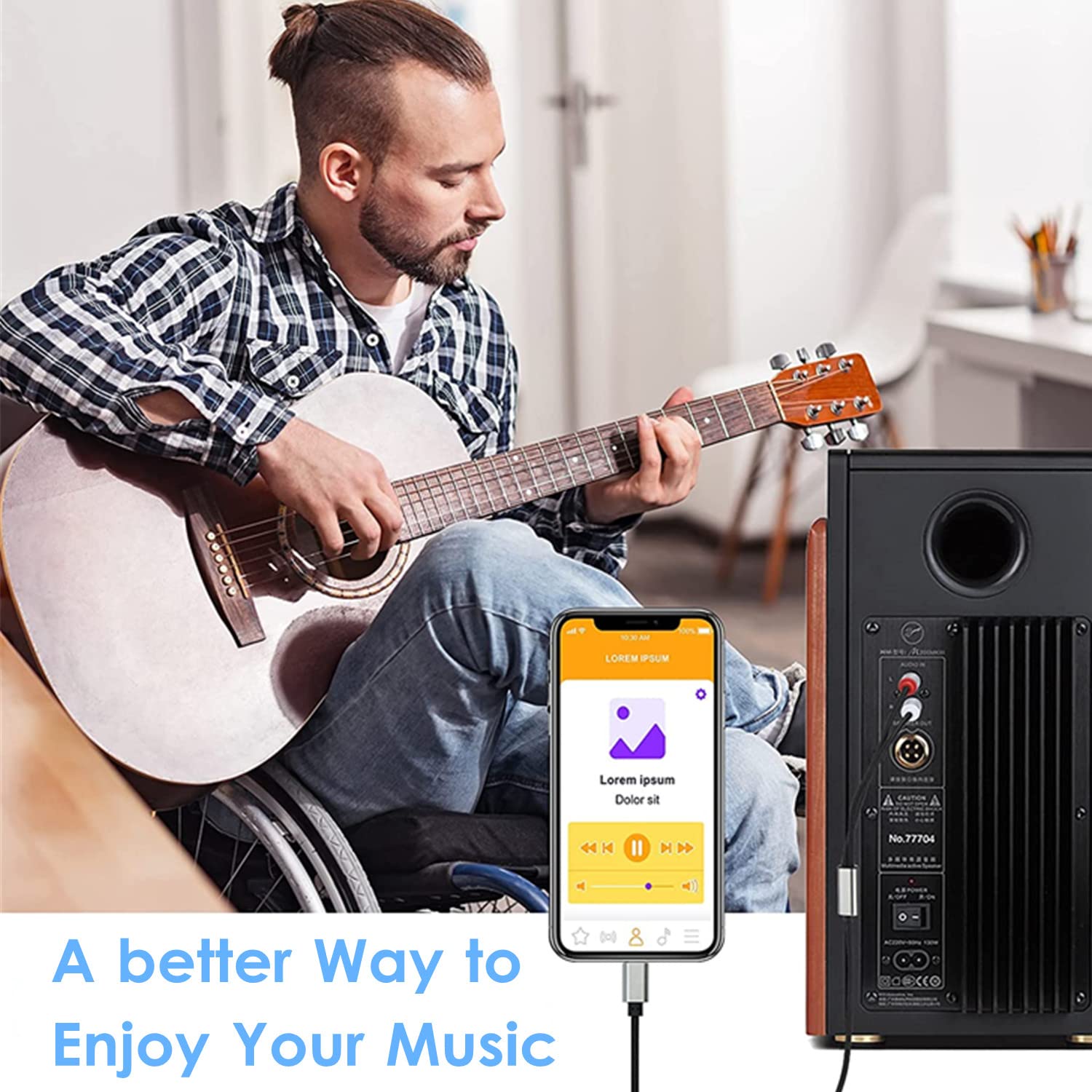 Câble AUX RCA Stéréo En Y – Adaptateur 2x RCA Mâle Vers Lightning, Son Hi-Fi Plaqué Or, Anti-Interférences