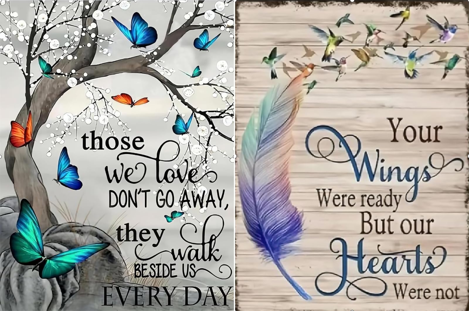 Tabeskly 2 Pack Positive Butterfly Flower 5d Diamond Painting Kits for Adults Brid Kids Full Dimond Art Pictures Set