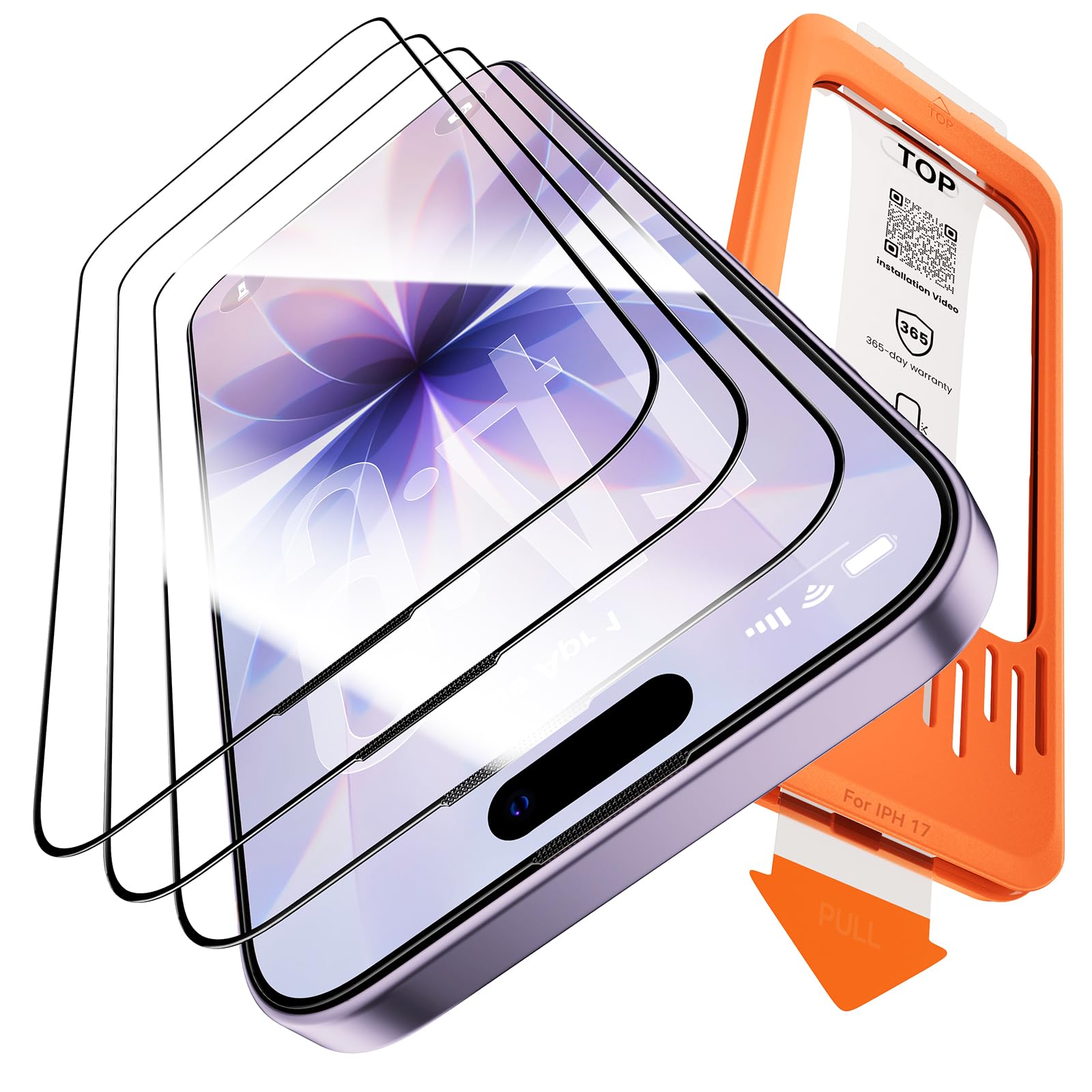 toushion Confezione da 3 pellicole protettive per iPhone 17, in vetro temperato 9H+, lunga durata, lisce e trasparenti, resistenti a graffi e cadute, compatibili con custodie, facili da installare