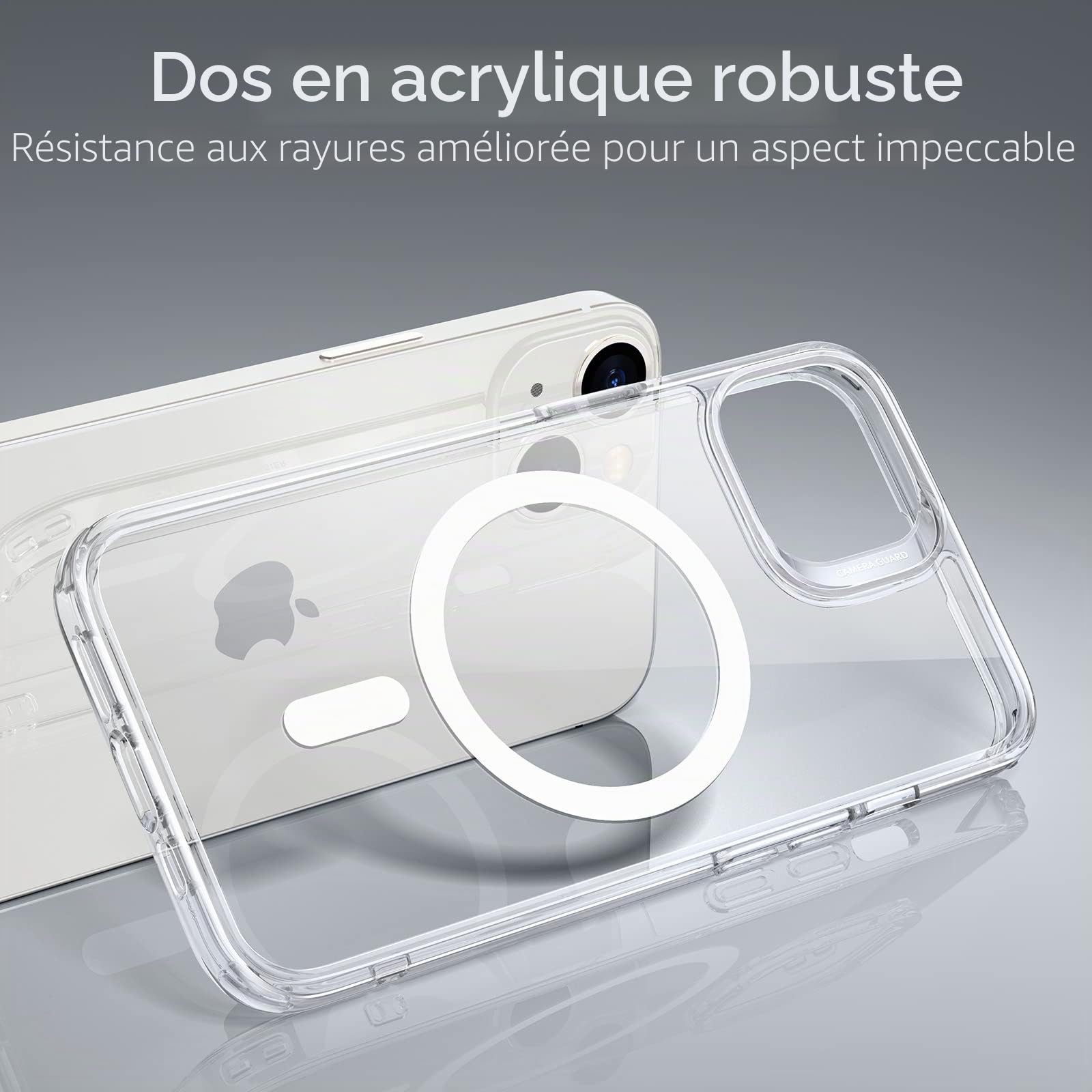 ESR Coque Magnétique pour iPhone 14/iPhone 13, Compatible avec MagSafe, Hybrid Coque pour iPhone 14/13 avec HaloLock, Protection Antichoc Militaire, Dos Anti Rayures, Transparent