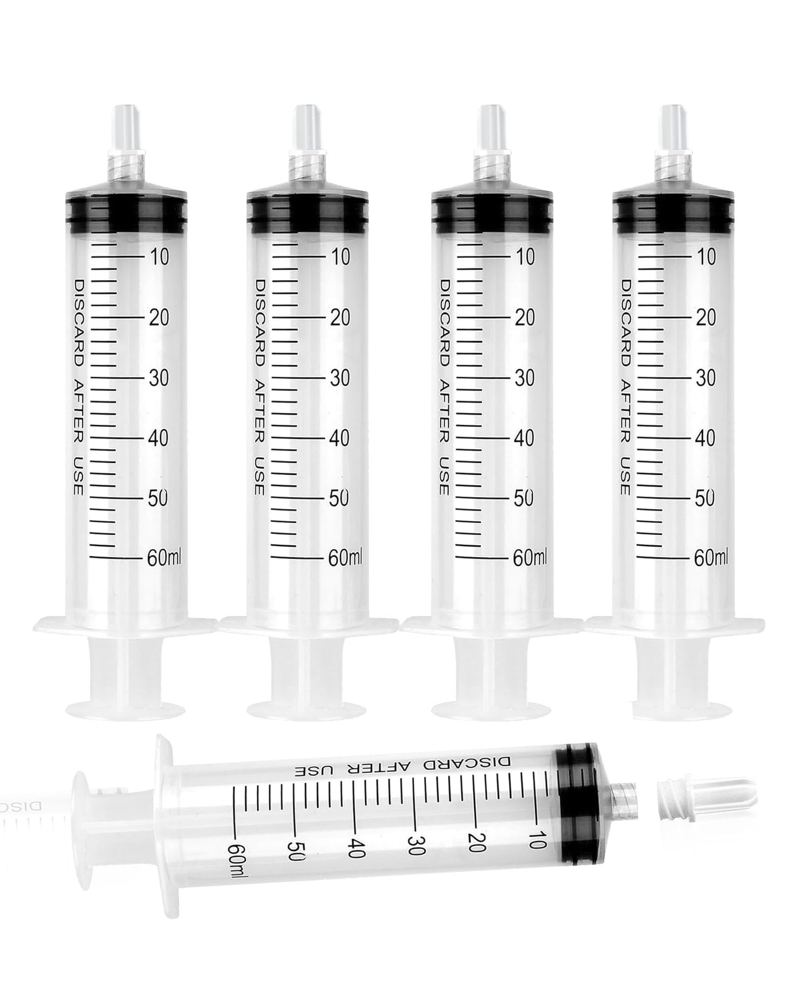 60ml Luer Lock Syringe without Needle - 60cc Plastic Syringes, Sterile, Individually Sealed, Pack of 50