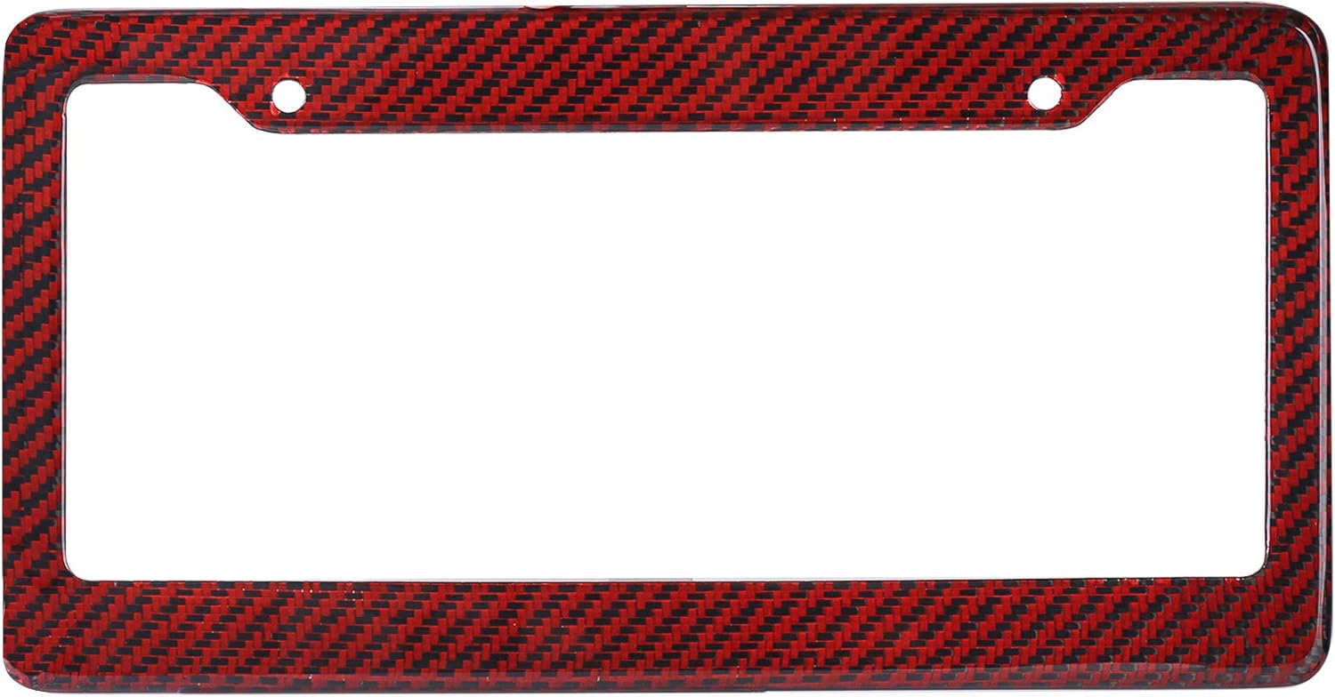 BLVD-LPF OBEY YOUR LUXURY Real 100% Red Carbon Fiber License Plate Frame Tag Cover FF - C with Matching Screw Caps - 1 Frame