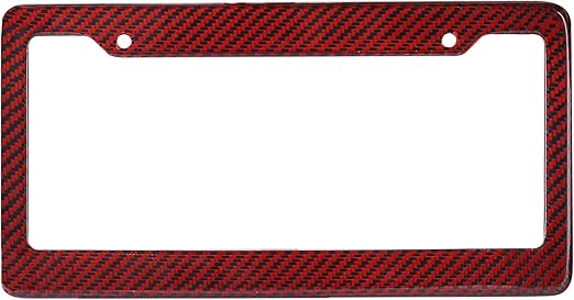 BLVD-LPF OBEY YOUR LUXURY Real 100% Red Carbon Fiber License Plate Frame Tag Cover FF - C with Matching Screw Caps - 1 Frame
