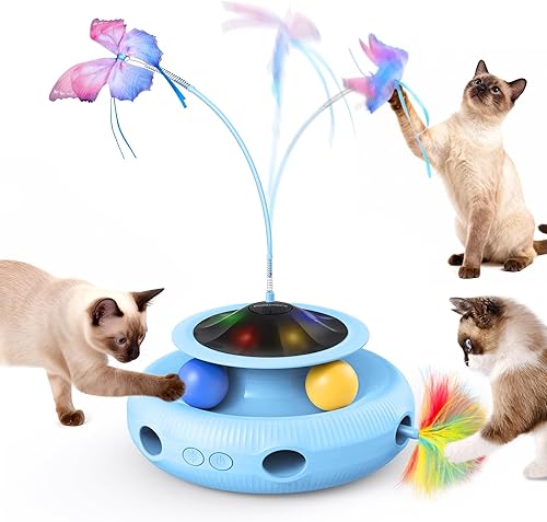 Miniatura 10 de Pawtners Juguete Interactivo para Gatos 4 en 1 Juguete Automático para Gatos de Interior, Juguete Eléctrico para Gatitos con Batería Recargable,