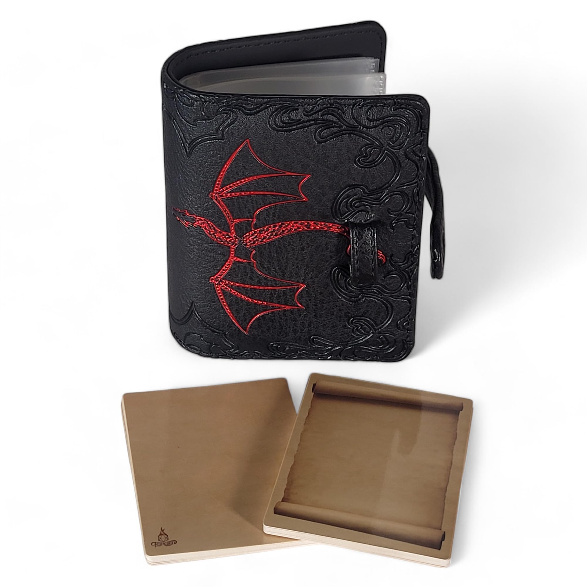 Forged Dice Co. Book of Incantations Spell Card Book - Dragon Edition - Black with Red Foil