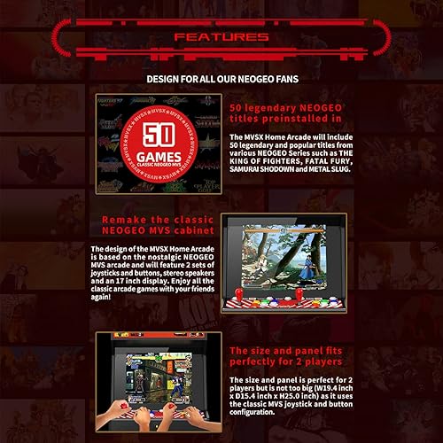 Miniatura 5 de NEOGEO MVSX Arcade y Base con 50 juegos clásicos SNK precargados, pantalla de 17 pulgadas para el hogar