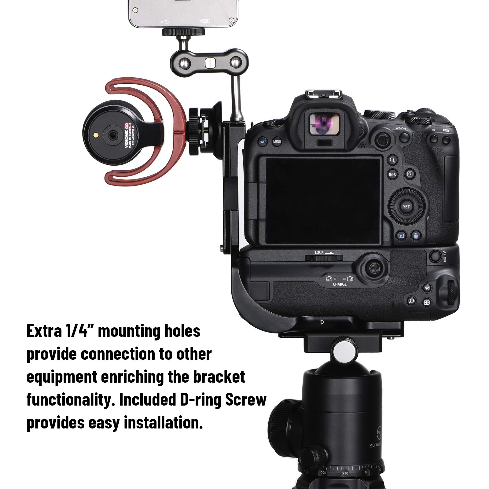SUNWAYFOTO PCL-R5G niestandardowy wspornik L do Canon EOS R5/R6 z uchwytem akumulatorowym kompatybilny z BG-R10 Arca RRS