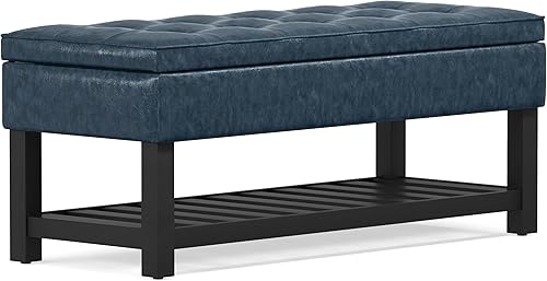 Miniatura 126 de SIMPLIHOME Cosmopolitan - Banco otomano rectangular de transición de 44 pulgadas de ancho con parte inferior abierta en piel sintética vegana gris