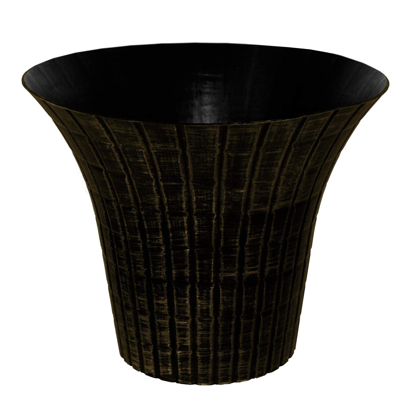 Elegance Flared Style Indoor & Outdoor Plastic Planter - Distressed Metallic Gold, Single Pot - 30.5cm (H) x 36cm (Dia).