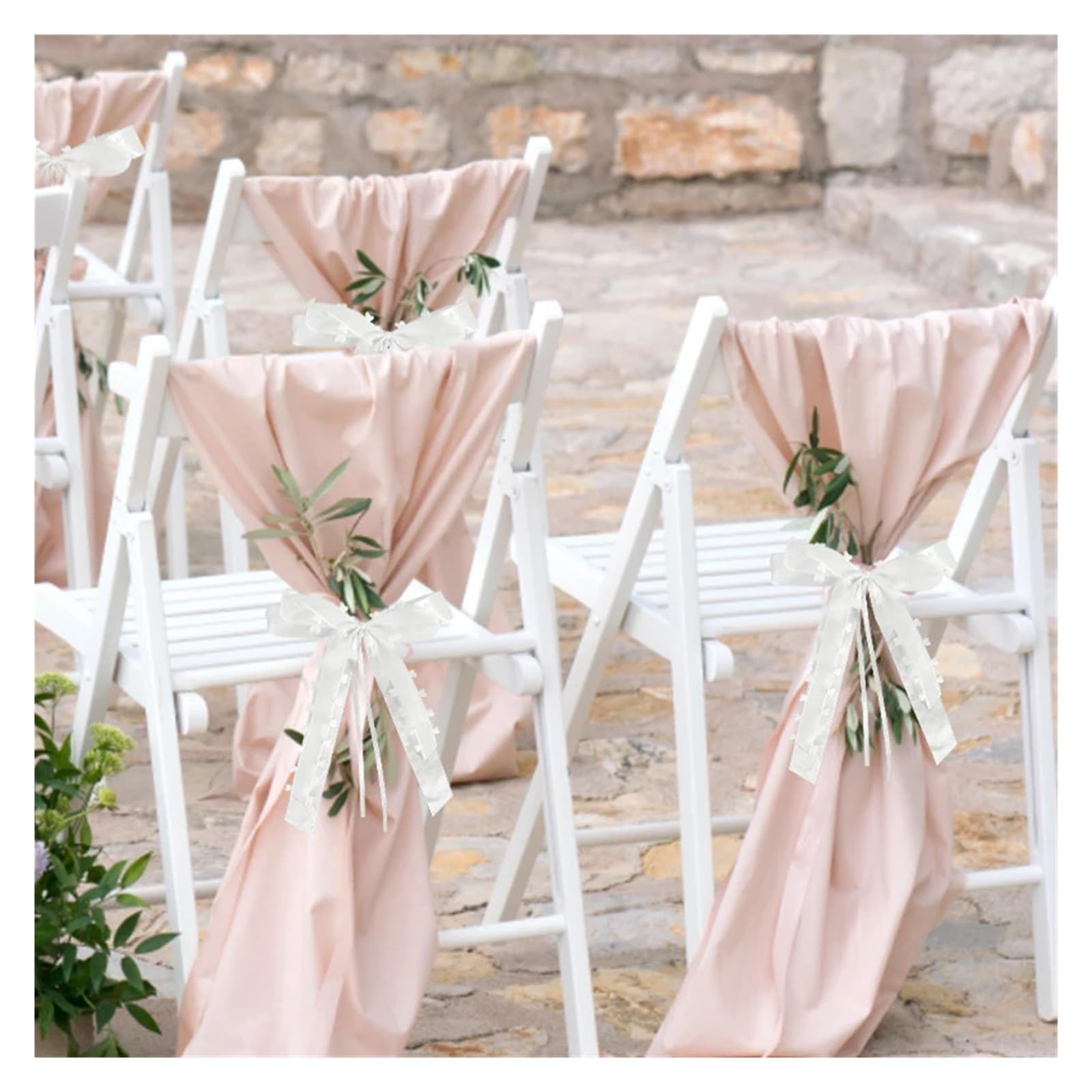 50 Fiocchi di Nastro Bianco for schienali sedie da Matrimonio, Maniglie for Portiere Auto, Accenti Bouquet Sposa, Decorazioni for Il ricevimento Addio al Nubilato per Casa