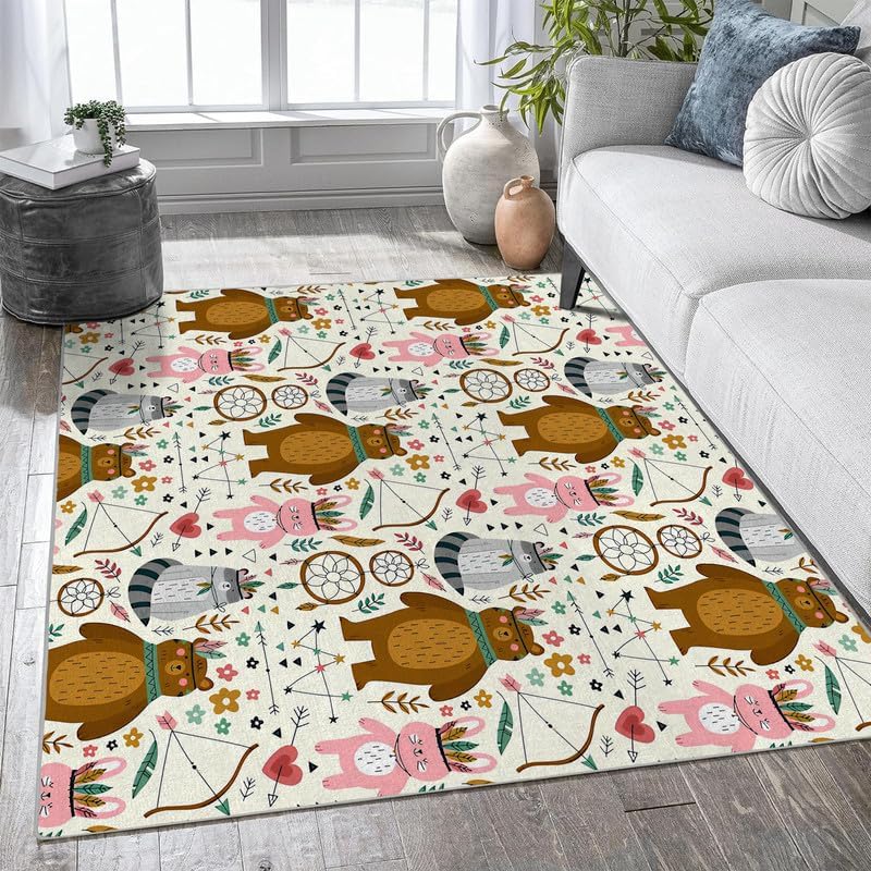 Miniatura 2 de Bonita alfombra de área pequeña de 3 x 5 pulgadas, lavable, alfombra de entrada con estampado de animales, suave, antideslizante, para puerta