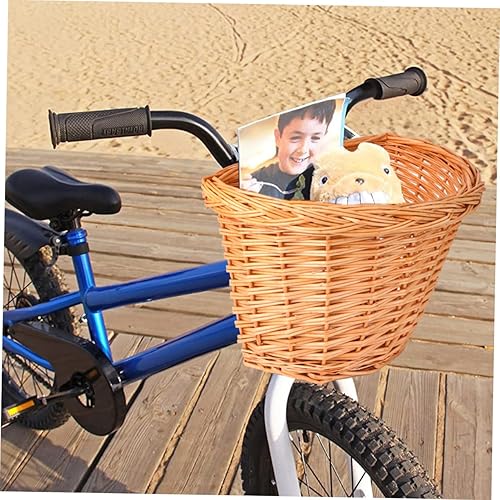 Miniatura 3 de INOOMP Small Bike Basket Detachable Handmade Front Handlebar Storage for Boy Girl Natural Willow Material for Outdoor Cycling and Daily Use
